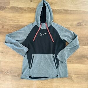 Nike Therma-Fit Black and Gray Hoodie with Red Details